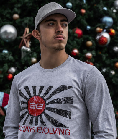 AE Distressed Flag Long Sleeve Grey