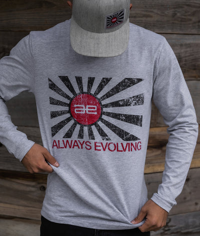 AE Distressed Flag Long Sleeve Grey