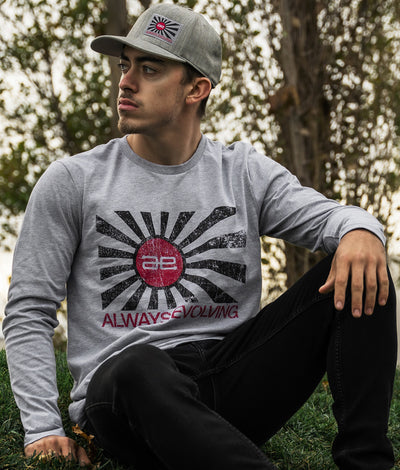 AE Distressed Flag Long Sleeve Grey