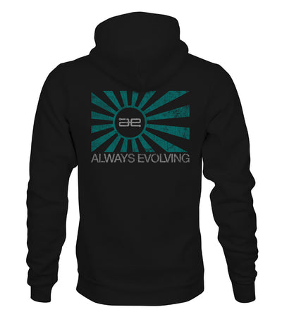 AE Distressed Teal Flag Ultra Heavyweight Pullover Hoodie Black