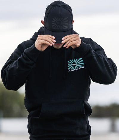 AE Distressed Teal Flag Ultra Heavyweight Pullover Hoodie Black