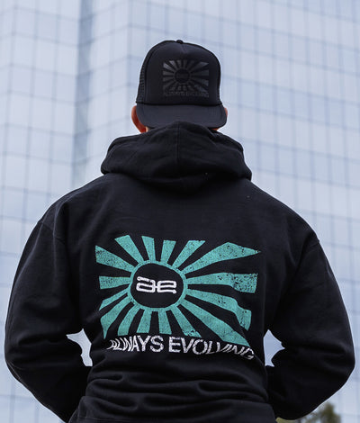 AE Distressed Teal Flag Ultra Heavyweight Pullover Hoodie Black