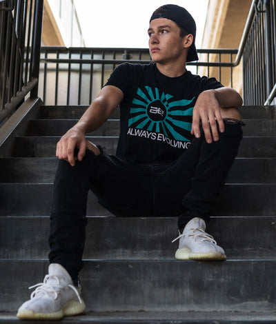 AE Throwback Teal Flag Mens Shirt Black