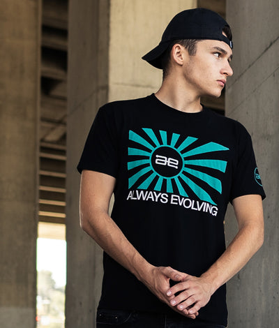 AE Throwback Teal Flag Mens Shirt Black