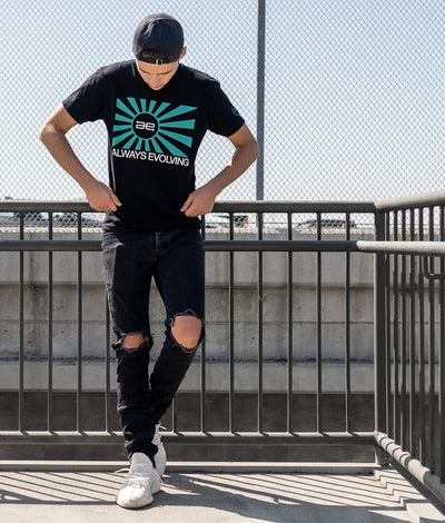 AE Throwback Teal Flag Mens Shirt Black