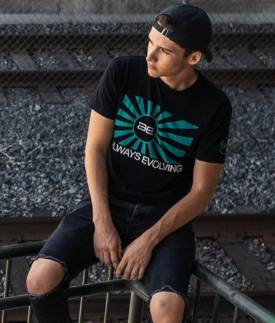 AE Throwback Teal Flag Mens Shirt Black