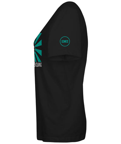 AE Ladies Throwback Teal Flag Logo black Sport V