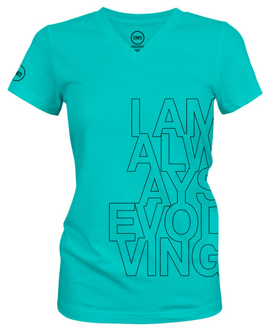 AE Ladies #IAmAlwaysEvolving Logo teal Sport V