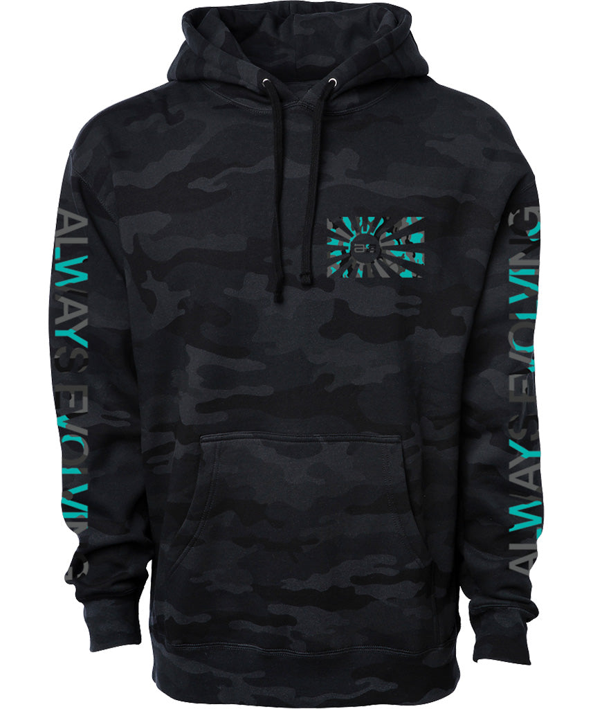 AE Camo Flag Heavyweight Pullover Hoodie Black Camo