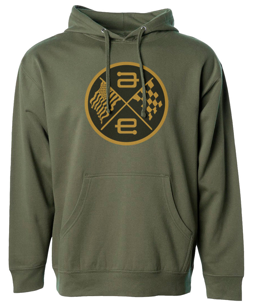 AE Flags Patch Heavyweight Pullover Hoodie Olive