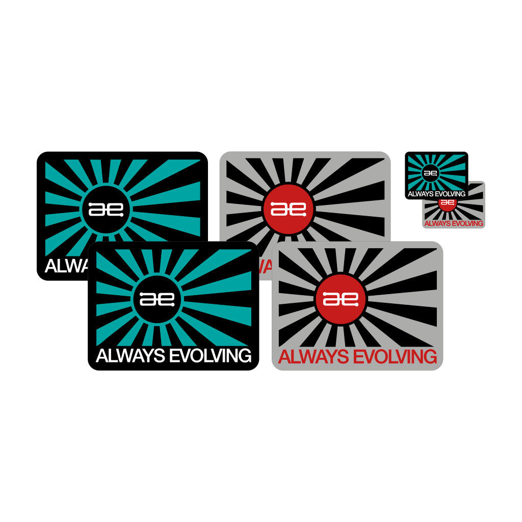 AE Throwback Flag Teal & Grey Stickers 6 PACK