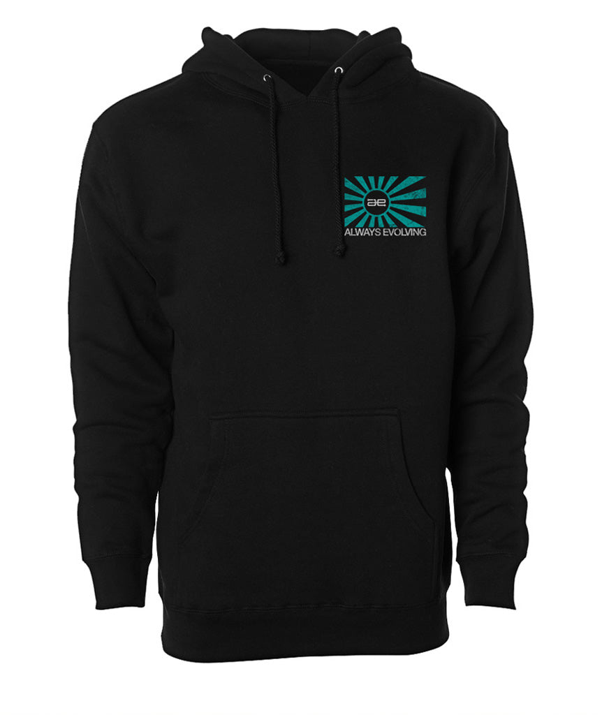 AE Distressed Teal Flag Ultra Heavyweight Pullover Hoodie Black