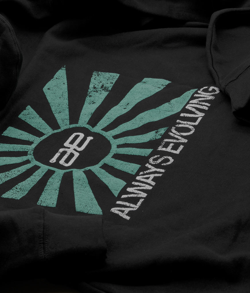 AE Distressed Teal Flag Ultra Heavyweight Pullover Hoodie Black